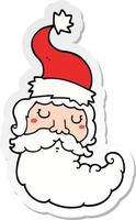 sticker of a cartoon santa face vector