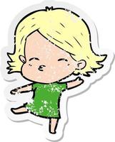 distressed sticker of a cartoon woman dancing vector