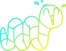 cold gradient line drawing cartoon nervous worm vector