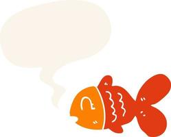 cartoon fish and speech bubble in retro style vector