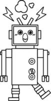 line drawing cartoon robot vector