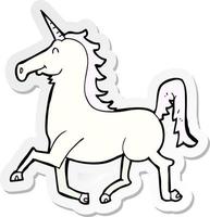 sticker of a cartoon unicorn vector