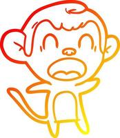 warm gradient line drawing shouting cartoon monkey vector