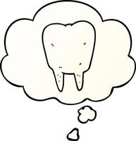 cartoon tooth and thought bubble in smooth gradient style vector