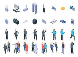 Personal guard icons set, isometric style vector