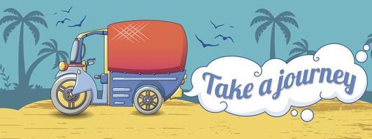 Take a thai journey concept banner, cartoon style vector