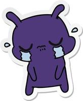 sticker cartoon of cute sad alien vector