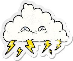 distressed sticker of a cartoon thundercloud vector