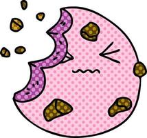 quirky comic book style cartoon munched cookie vector