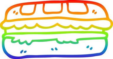 rainbow gradient line drawing cartoon tasty sandwich vector