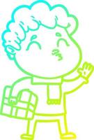 cold gradient line drawing cartoon man pouting vector