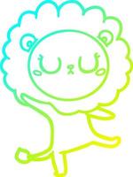 cold gradient line drawing cartoon lion dancing vector