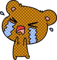 cartoon of a cute crying bear vector