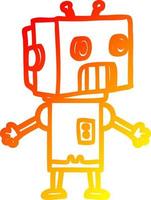 warm gradient line drawing cartoon robot vector