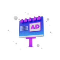 3d render icon Advertising Board png