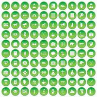 100 donation icons set green circle