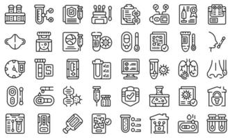 PCR test icons set outline vector. Covid analysis vector