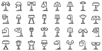 Torchere icons set outline vector. Light lamp vector