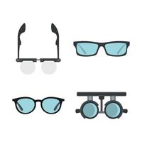 Glasses icon set, flat style vector