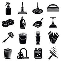 Cleaning icons set, simple style vector