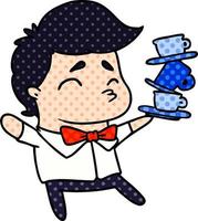 cartoon of a kawaii cute waiter vector