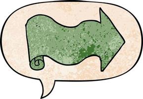 cartoon arrow and speech bubble in retro texture style vector