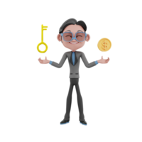 3D Render character businessman illustration png