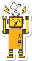 pegatina de un lindo robot de dibujos animados que funciona mal vector