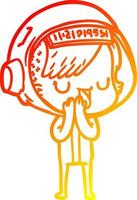 warm gradient line drawing cartoon astronaut woman vector