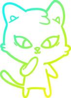 cold gradient line drawing cute cartoon cat vector