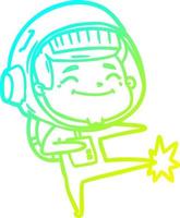 cold gradient line drawing happy cartoon astronaut vector