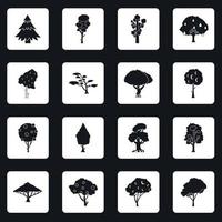 Trees icons set squares vector