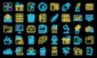 Space organization icons set vector neon