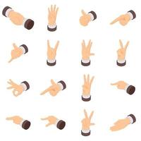 Hand gesture pointer icons set, isometric style vector