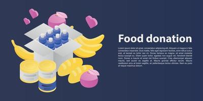 Food donation concept banner, isometric style vector