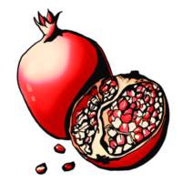 roter Granatapfel und ein halber Granatapfel png