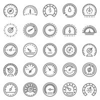 Speedometer icon set, outline style vector