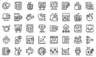 Marketing mix icons set, outline style vector