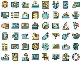 Online voting icons set vector flat