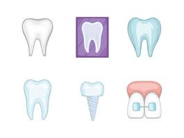 Tooth icon set, cartoon style vector