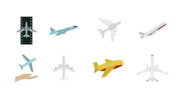 Airbus icon set, flat style vector