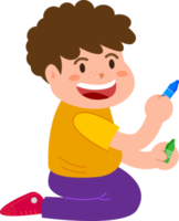 Kids cartoon character , Reading and drawing png
