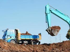 Wheel Loader Excavator And Tipper Dumpe. photo