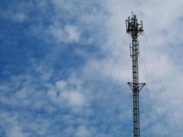 Telephone towers used to broadcast signals at dusk. photo