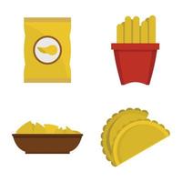 Potato food icon set, flat style vector