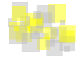 Abstract gray yellow squares overlay with transparent PNG backgr