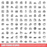 100 iconos de alimentos, estilo de esquema