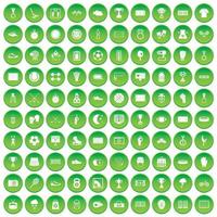 100 stadium icons set green circle vector