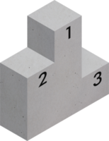 Concrete podium with 1st 2nd and 3rd place isolated over transparent PNG