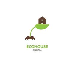 home leaf eco hand logo vector
